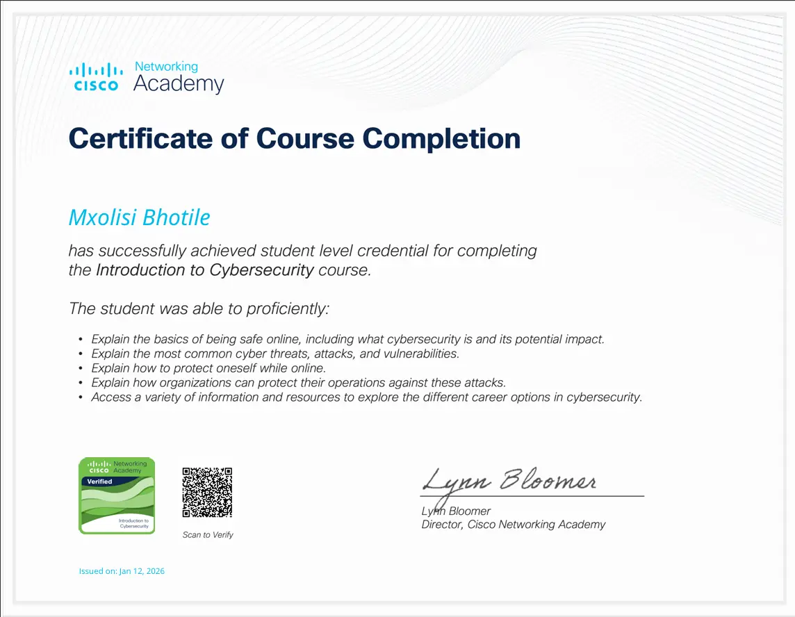 Introduction to Cybersecurity